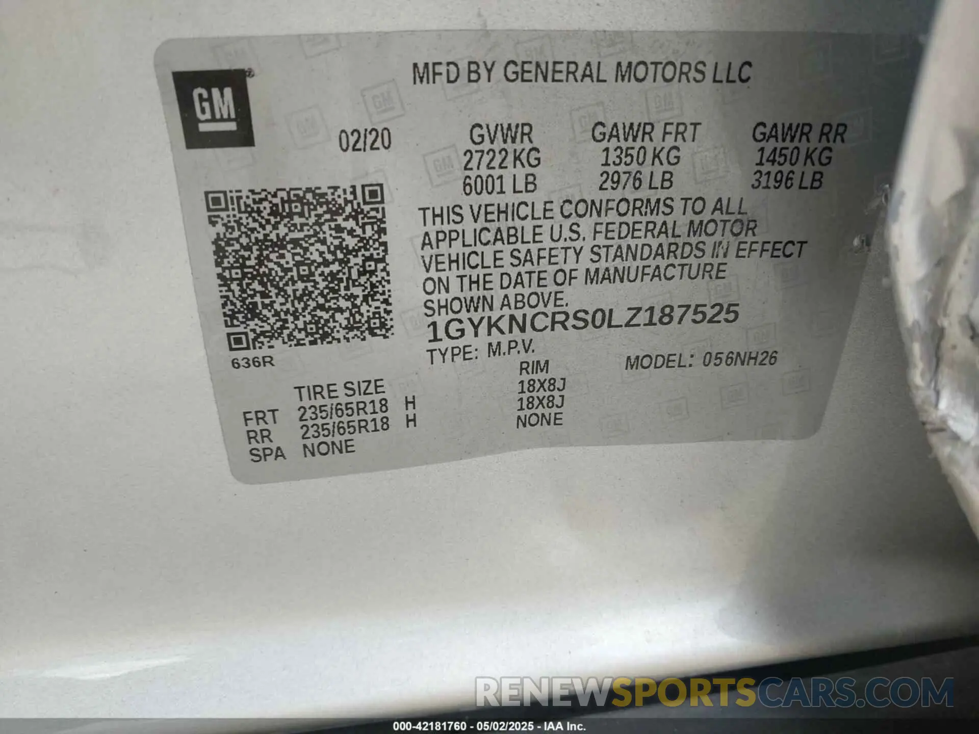 9 fotografías del automóvil dañado 1GYKNCRS0LZ187525 CADILLAC XT5 2020