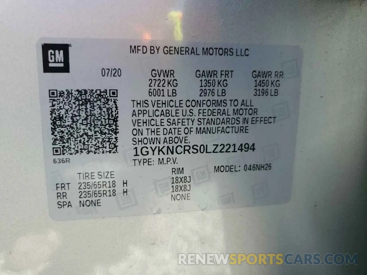 14 fotografías del automóvil dañado 1GYKNCRS0LZ221494 CADILLAC XT5 2020