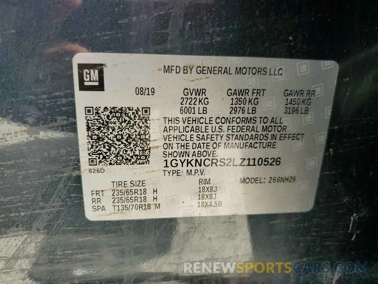 14 fotografías del automóvil dañado 1GYKNCRS2LZ110526 CADILLAC XT5 2020