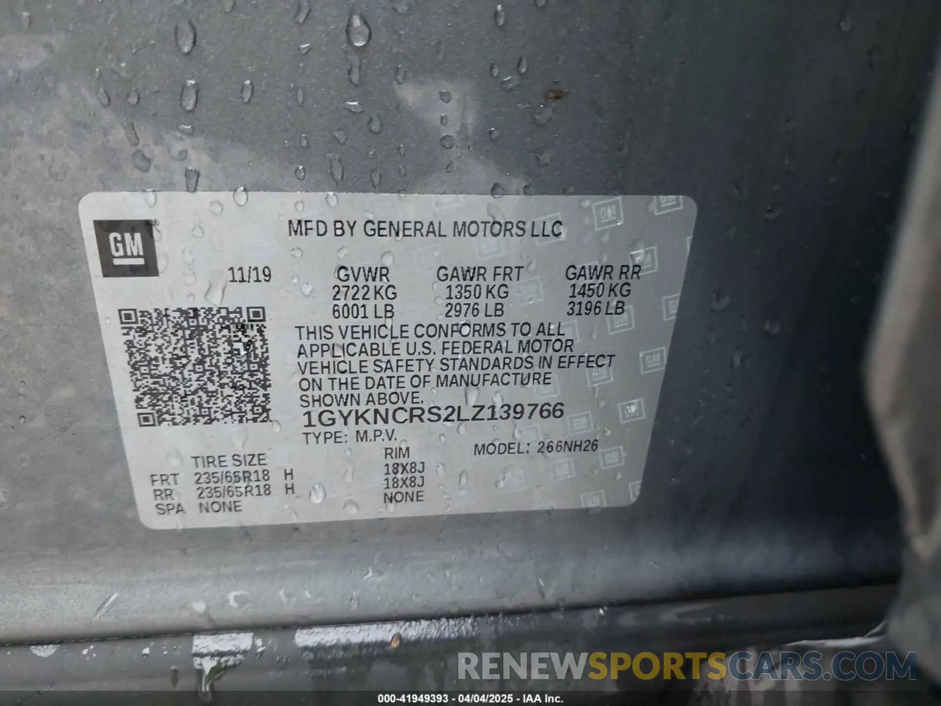 9 fotografías del automóvil dañado 1GYKNCRS2LZ139766 CADILLAC XT5 2020