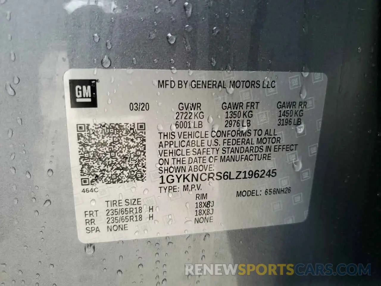 14 fotografías del automóvil dañado 1GYKNCRS6LZ196245 CADILLAC XT5 2020