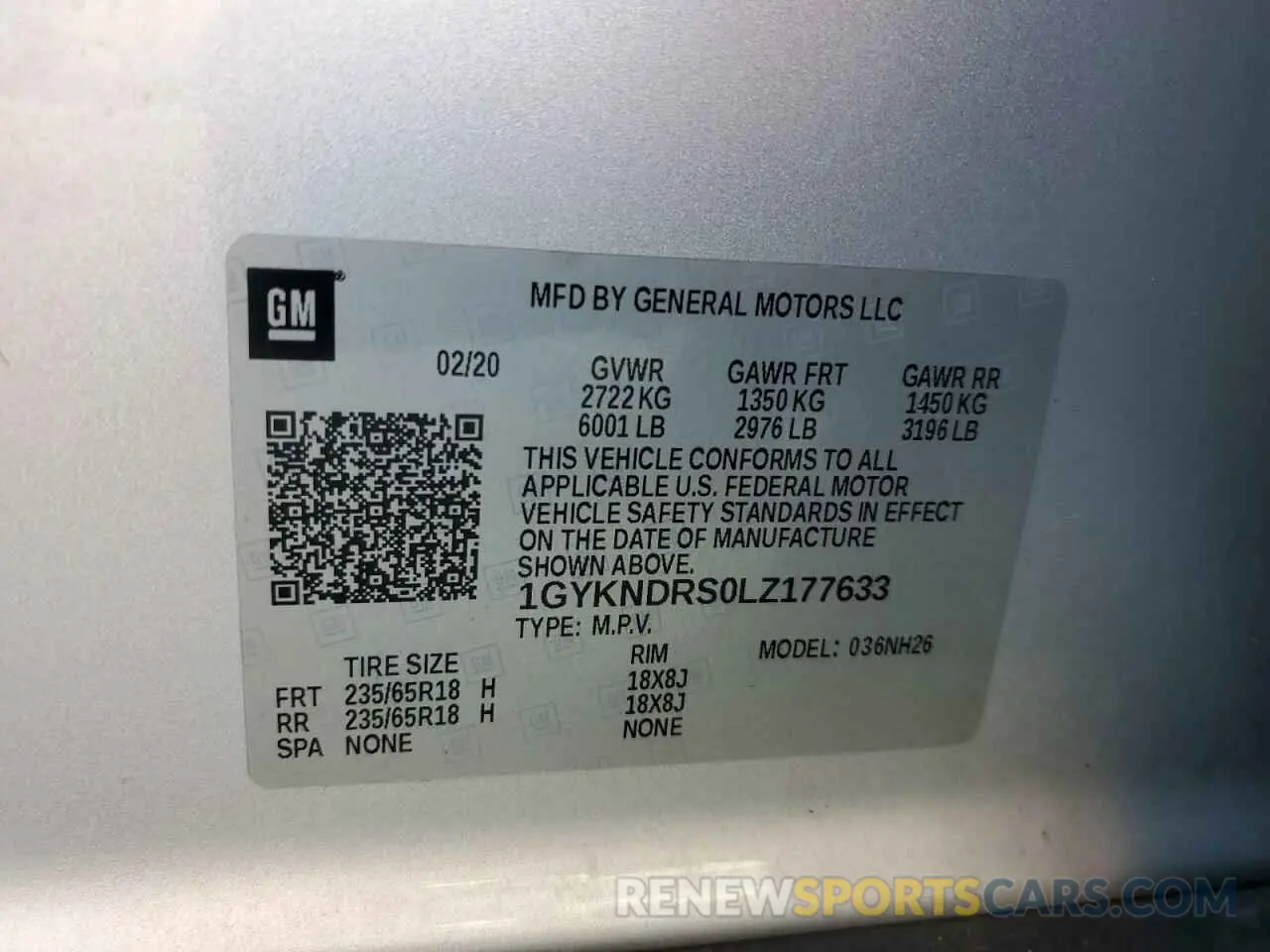 15 fotografías del automóvil dañado 1GYKNDRS0LZ177633 CADILLAC XT5 2020