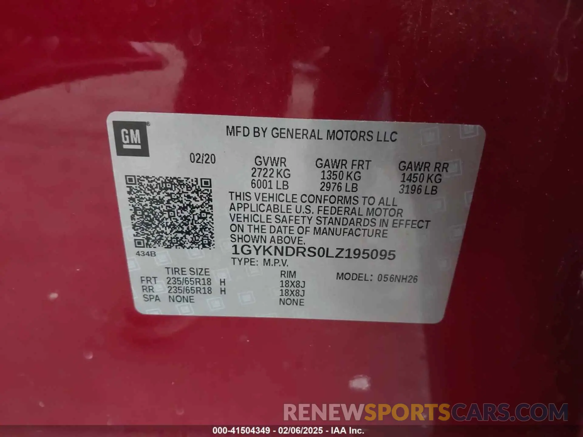 9 fotografías del automóvil dañado 1GYKNDRS0LZ195095 CADILLAC XT5 2020