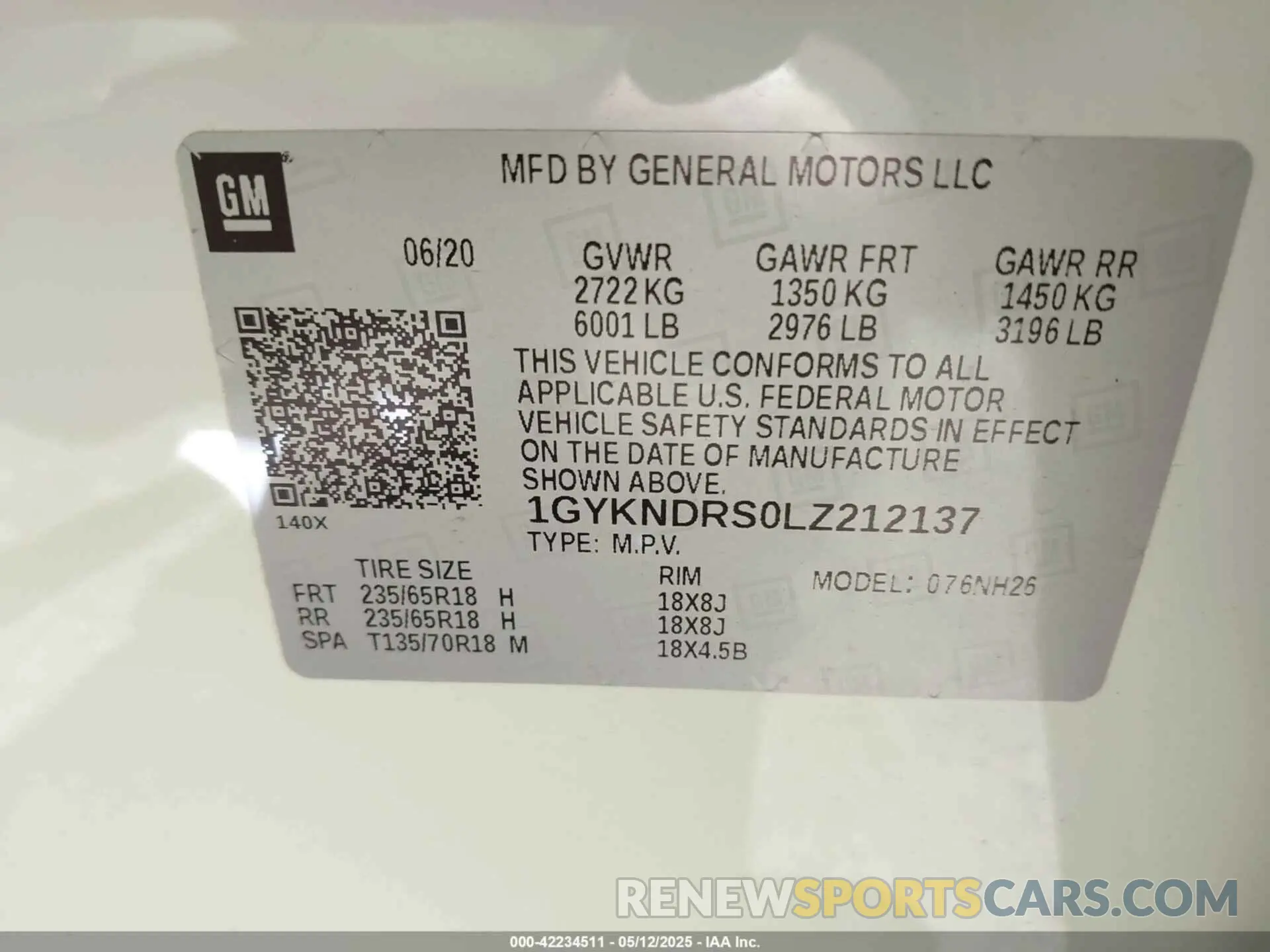 9 fotografías del automóvil dañado 1GYKNDRS0LZ212137 CADILLAC XT5 2020