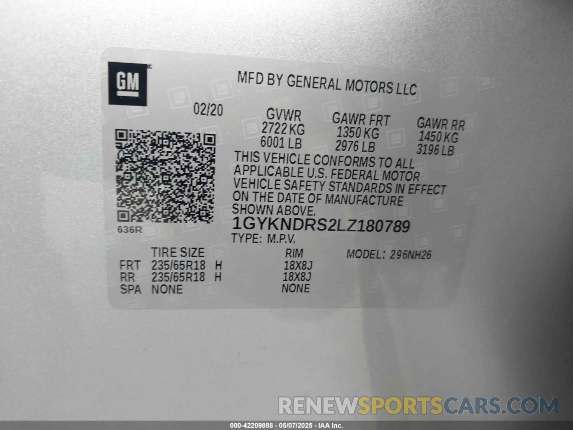 9 fotografías del automóvil dañado 1GYKNDRS2LZ180789 CADILLAC XT5 2020