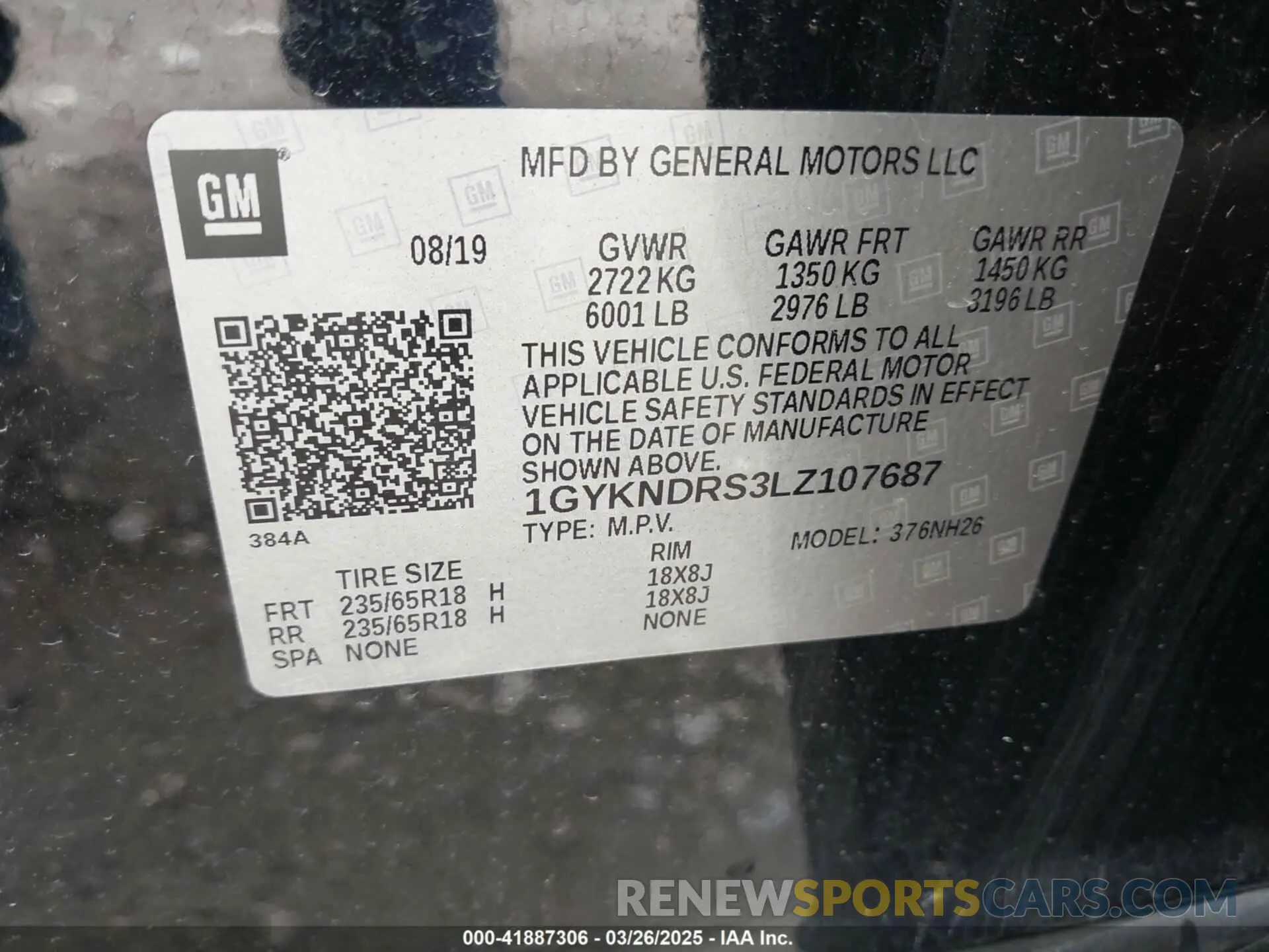 9 fotografías del automóvil dañado 1GYKNDRS3LZ107687 CADILLAC XT5 2020