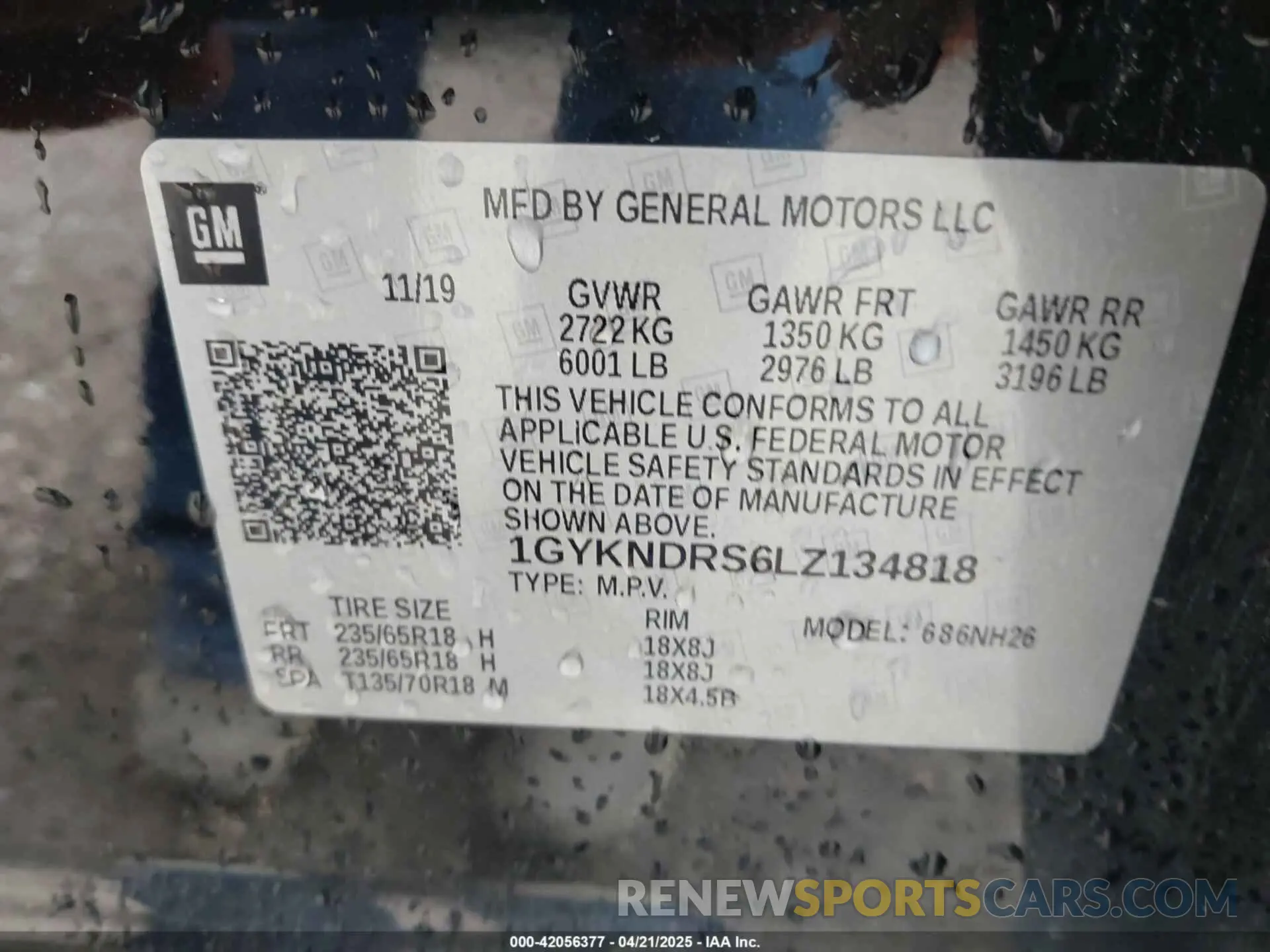 9 fotografías del automóvil dañado 1GYKNDRS6LZ134818 CADILLAC XT5 2020