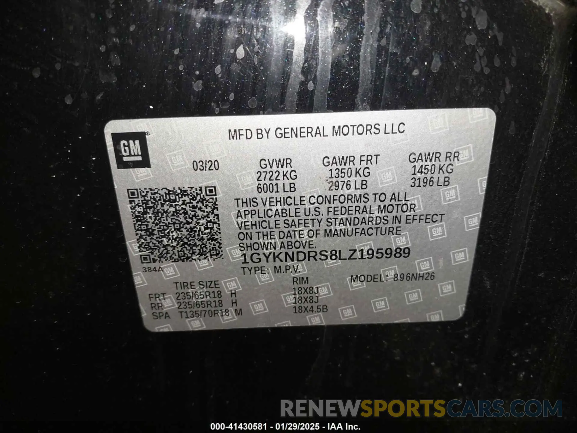 9 fotografías del automóvil dañado 1GYKNDRS8LZ195989 CADILLAC XT5 2020