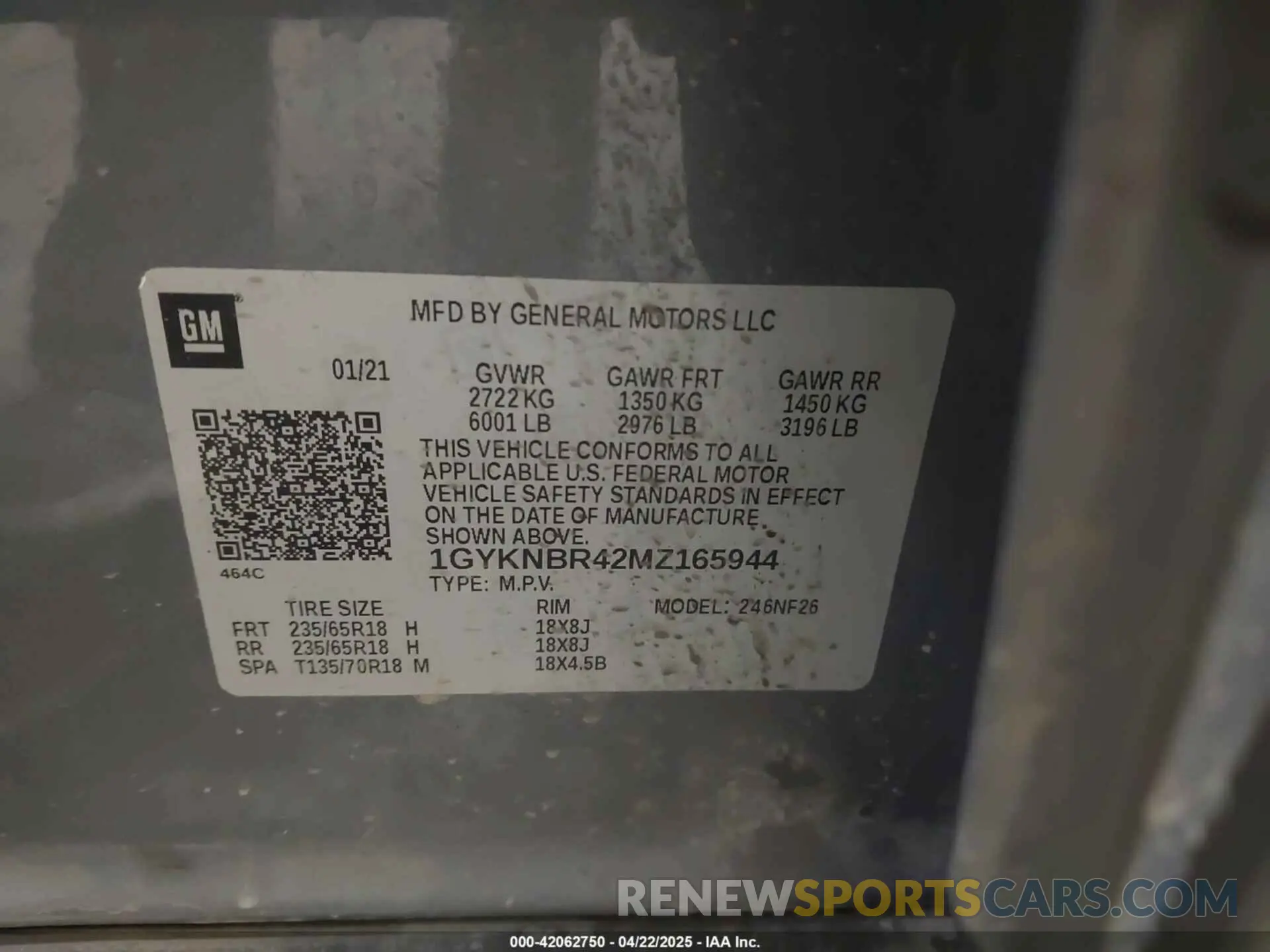 9 fotografías del automóvil dañado 1GYKNBR42MZ165944 CADILLAC XT5 2021