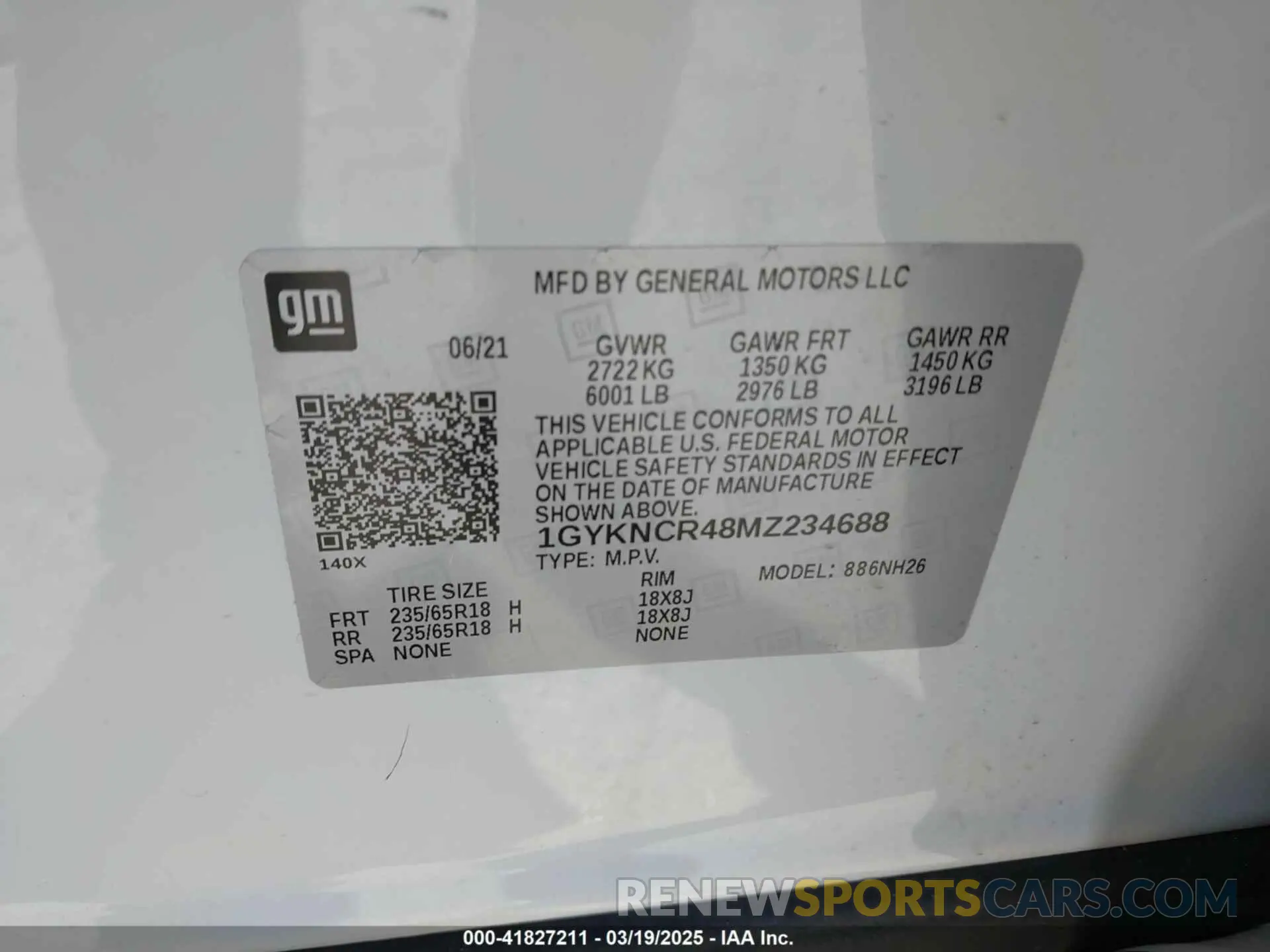 9 fotografías del automóvil dañado 1GYKNCR48MZ234688 CADILLAC XT5 2021