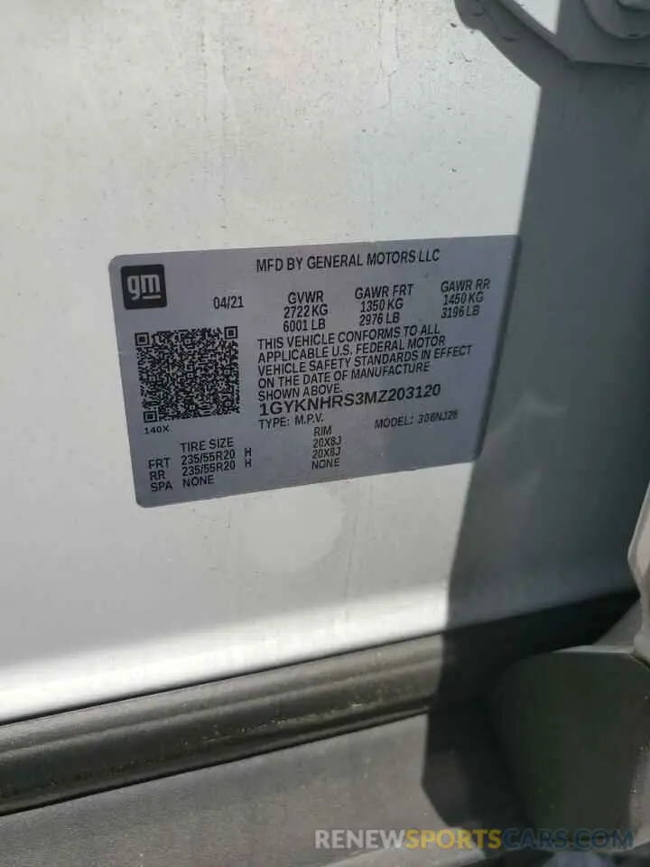 13 fotografías del automóvil dañado 1GYKNHRS3MZ203120 CADILLAC XT5 2021