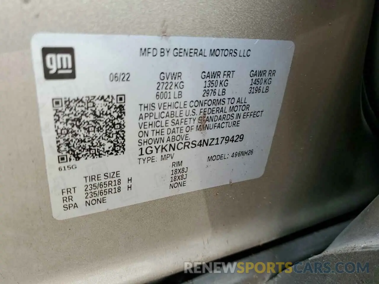 14 fotografías del automóvil dañado 1GYKNCRS4NZ179429 CADILLAC XT5 2022