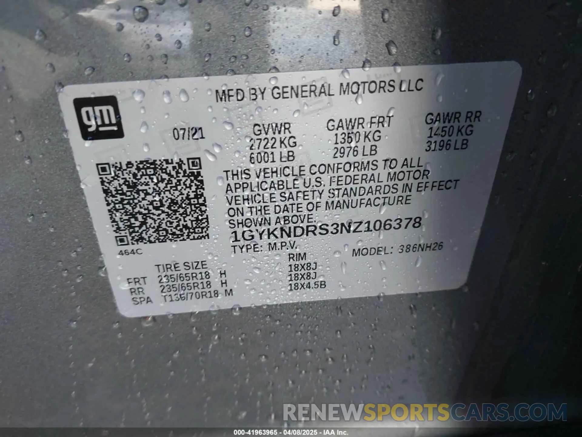 9 fotografías del automóvil dañado 1GYKNDRS3NZ106378 CADILLAC XT5 2022