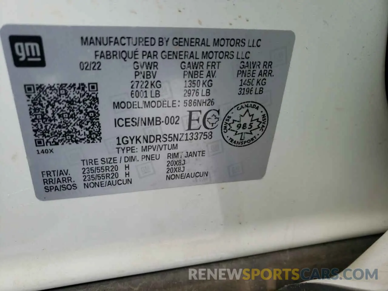 14 fotografías del automóvil dañado 1GYKNDRS5NZ133758 CADILLAC XT5 2022
