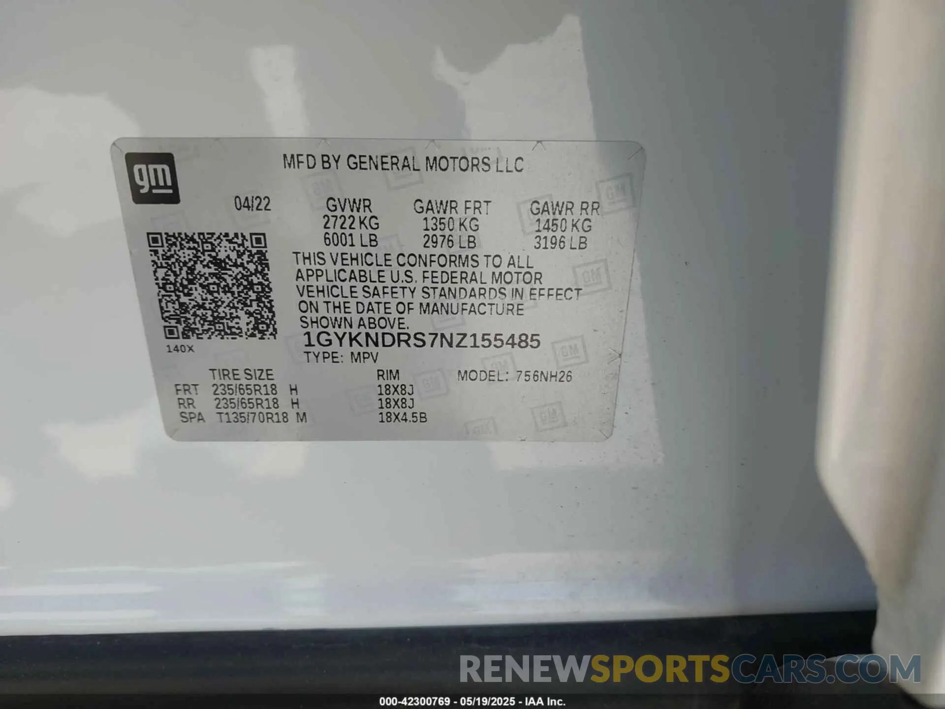 9 fotografías del automóvil dañado 1GYKNDRS7NZ155485 CADILLAC XT5 2022