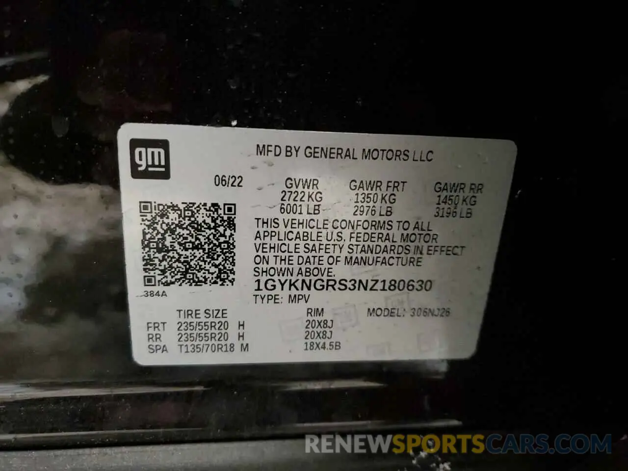 16 fotografías del automóvil dañado 1GYKNGRS3NZ180630 CADILLAC XT5 2022