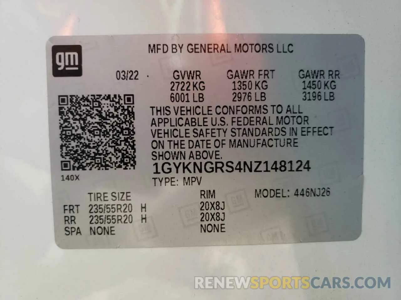 14 fotografías del automóvil dañado 1GYKNGRS4NZ148124 CADILLAC XT5 2022