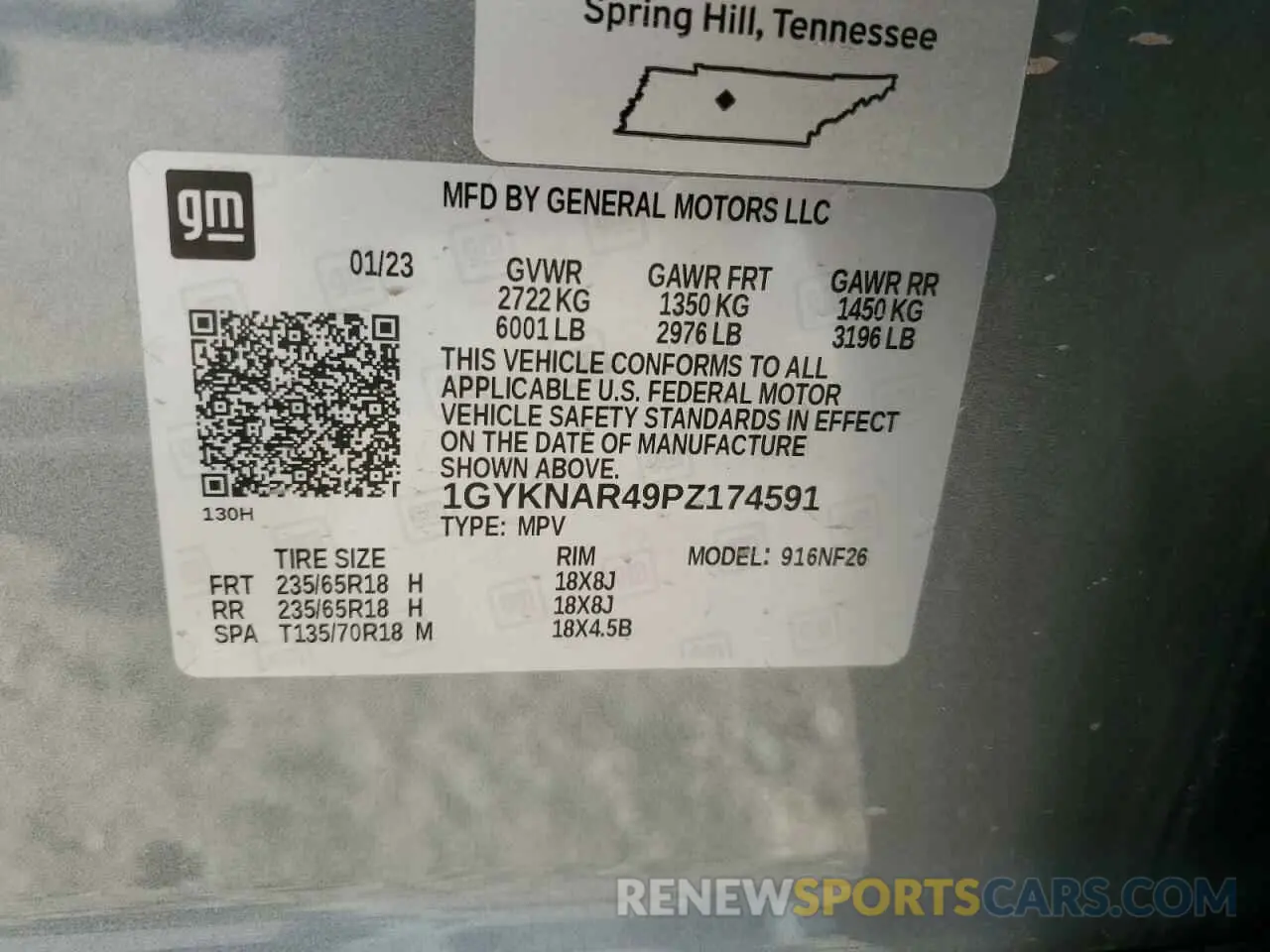 13 fotografías del automóvil dañado 1GYKNAR49PZ174591 CADILLAC XT5 2023
