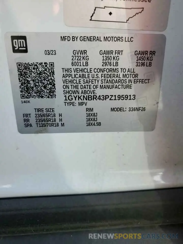 13 fotografías del automóvil dañado 1GYKNBR43PZ195913 CADILLAC XT5 2023