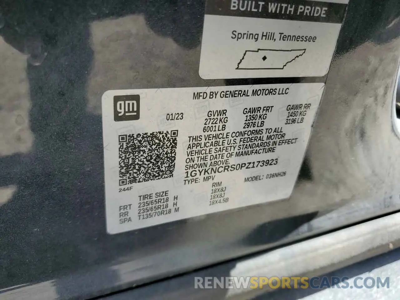 14 fotografías del automóvil dañado 1GYKNCRS0PZ173923 CADILLAC XT5 2023