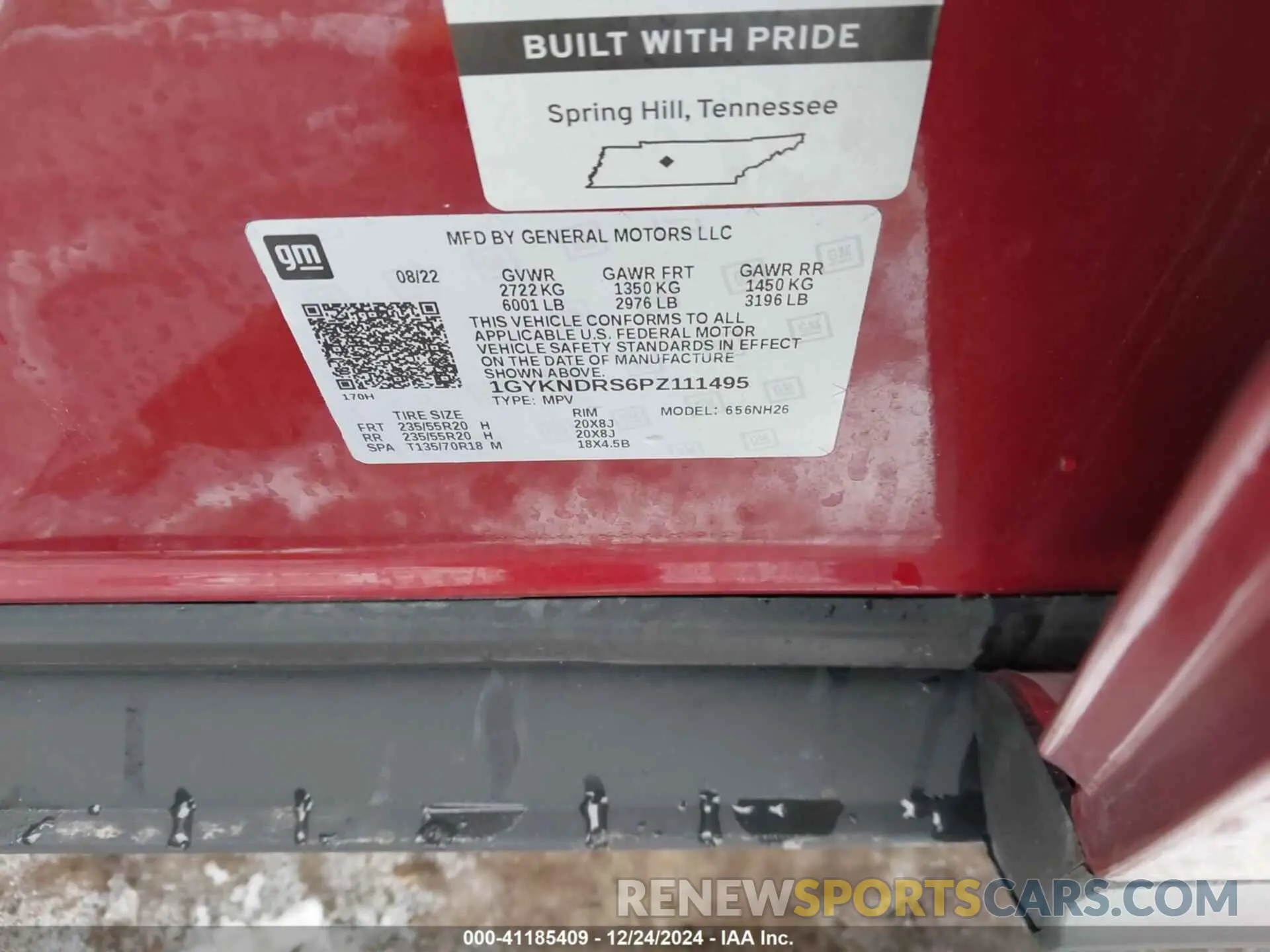 9 fotografías del automóvil dañado 1GYKNDRS6PZ111495 CADILLAC XT5 2023