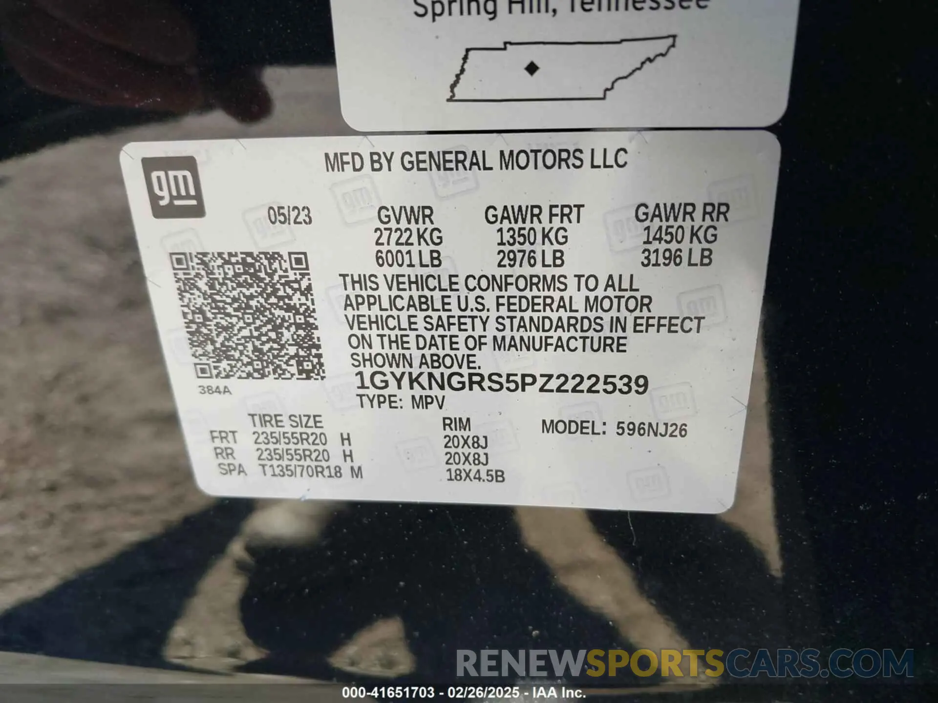 9 fotografías del automóvil dañado 1GYKNGRS5PZ222539 CADILLAC XT5 2023