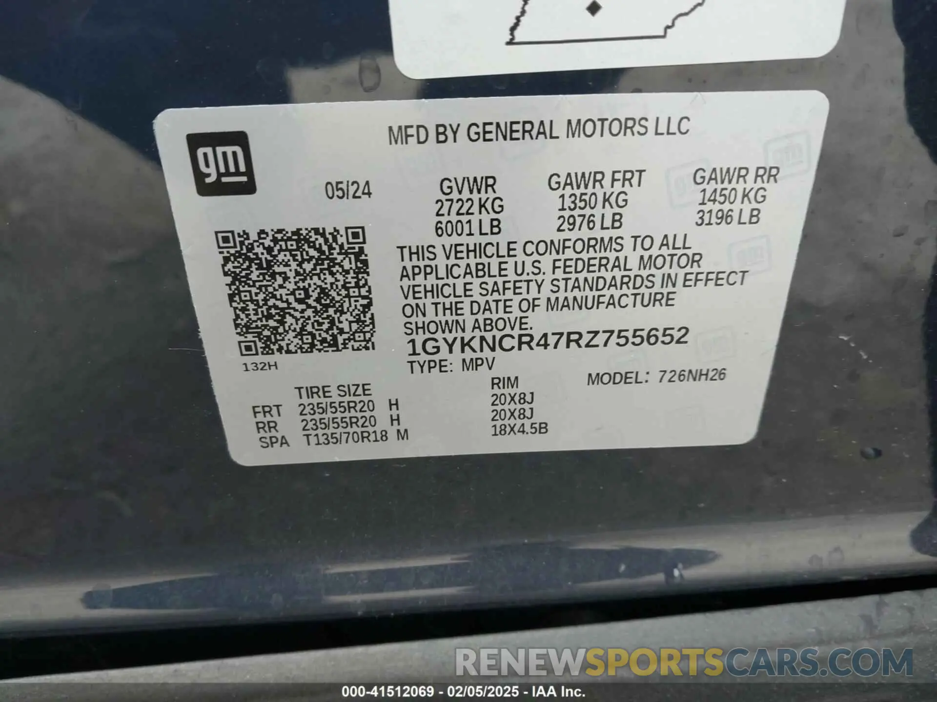 9 fotografías del automóvil dañado 1GYKNCR47RZ755652 CADILLAC XT5 2024