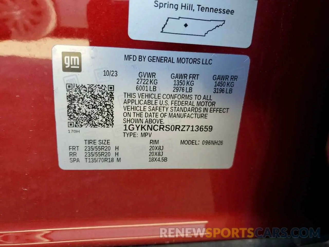 13 fotografías del automóvil dañado 1GYKNCRS0RZ713659 CADILLAC XT5 2024