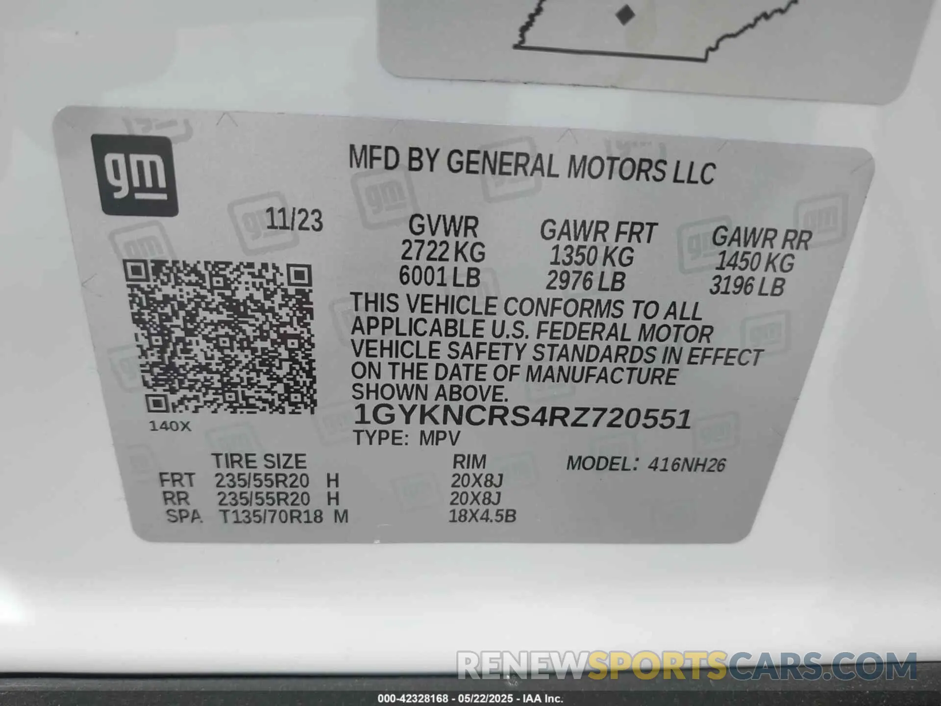 9 fotografías del automóvil dañado 1GYKNCRS4RZ720551 CADILLAC XT5 2024