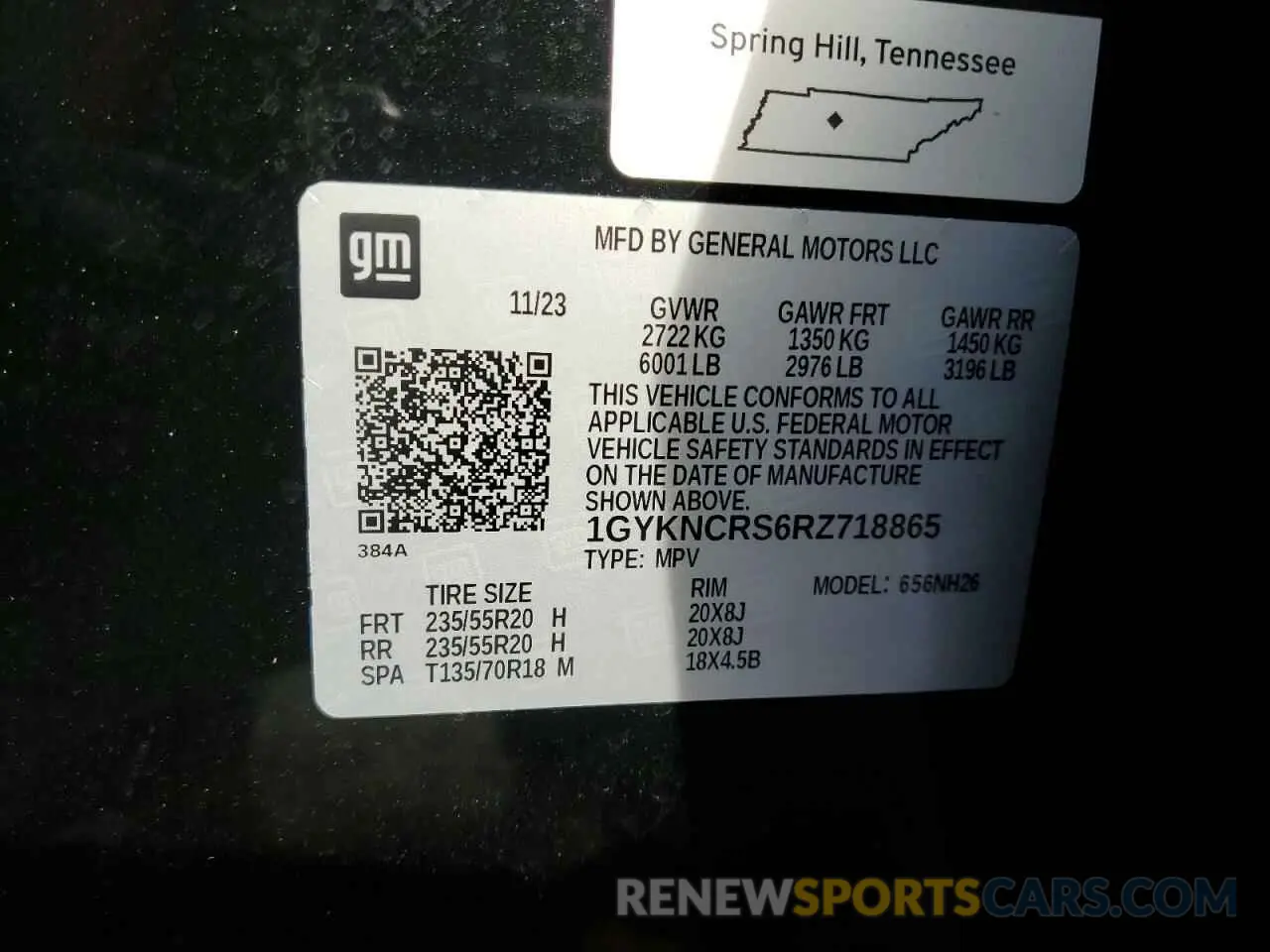 14 fotografías del automóvil dañado 1GYKNCRS6RZ718865 CADILLAC XT5 2024