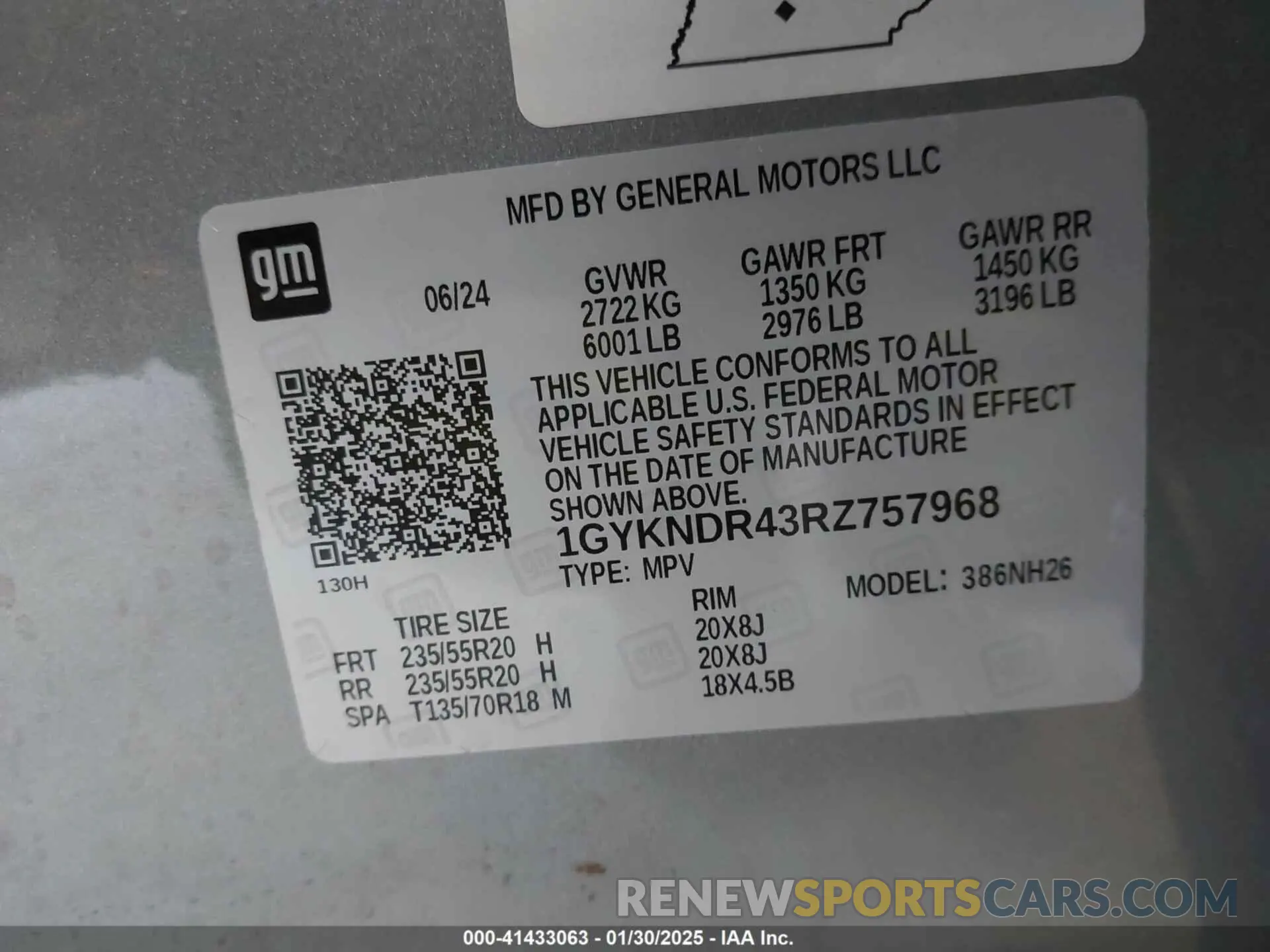 9 fotografías del automóvil dañado 1GYKNDR43RZ757968 CADILLAC XT5 2024