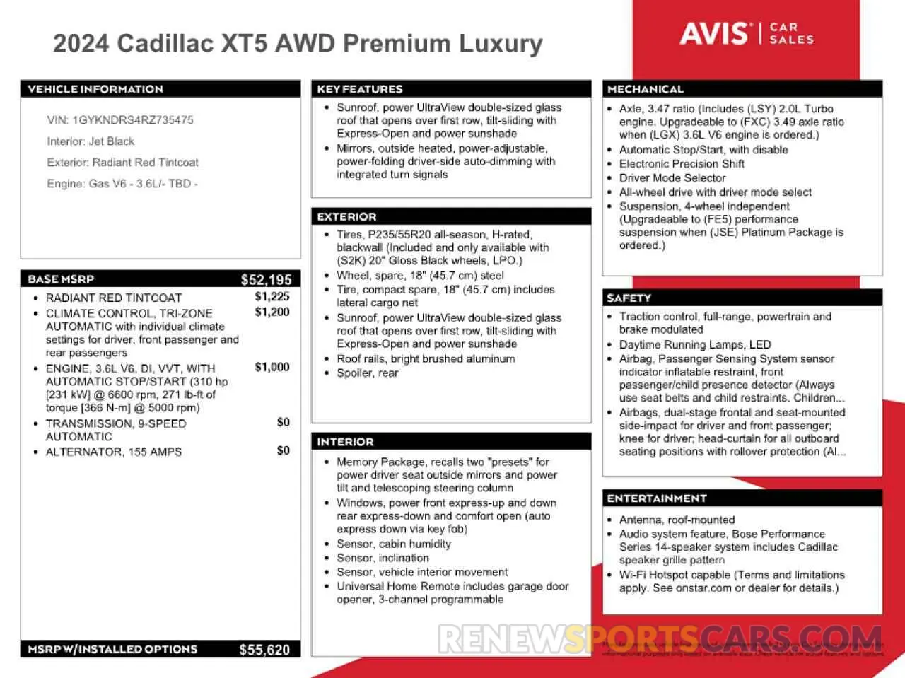13 fotografías del automóvil dañado 1GYKNDRS4RZ735475 CADILLAC XT5 2024