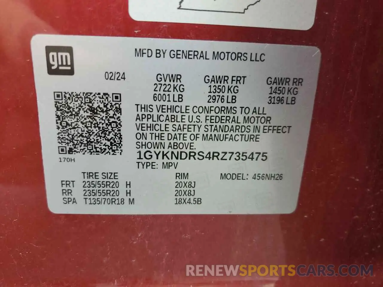 14 fotografías del automóvil dañado 1GYKNDRS4RZ735475 CADILLAC XT5 2024
