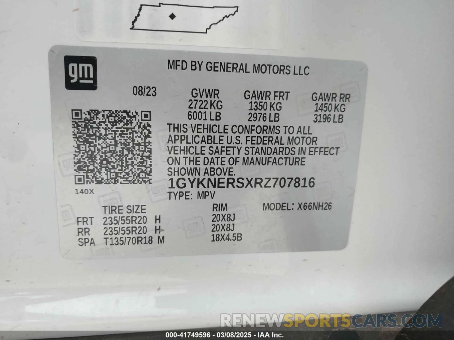 9 fotografías del automóvil dañado 1GYKNERSXRZ707816 CADILLAC XT5 2024