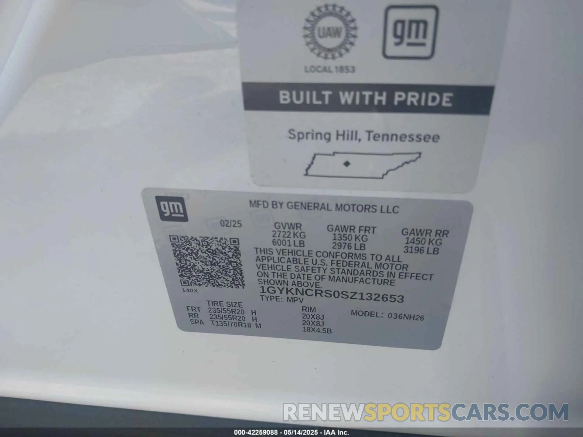 9 fotografías del automóvil dañado 1GYKNCRS0SZ132653 CADILLAC XT5 2025