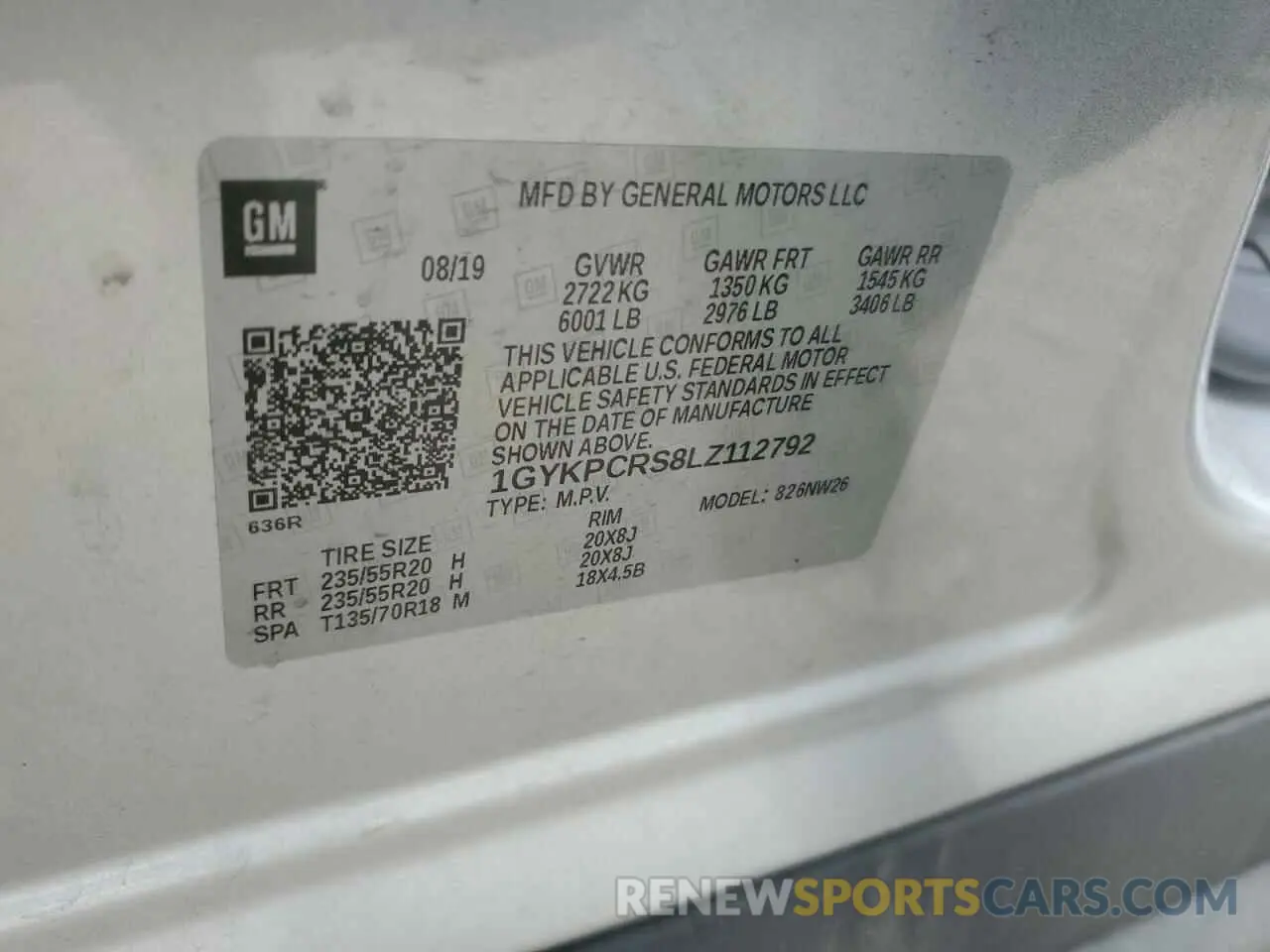 13 fotografías del automóvil dañado 1GYKPCRS8LZ112792 CADILLAC XT6 2020