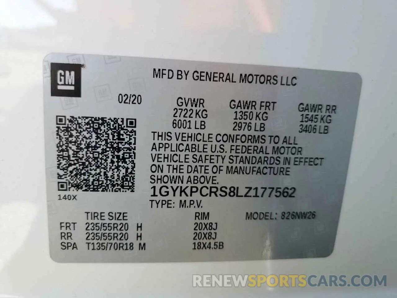 13 fotografías del automóvil dañado 1GYKPCRS8LZ177562 CADILLAC XT6 2020