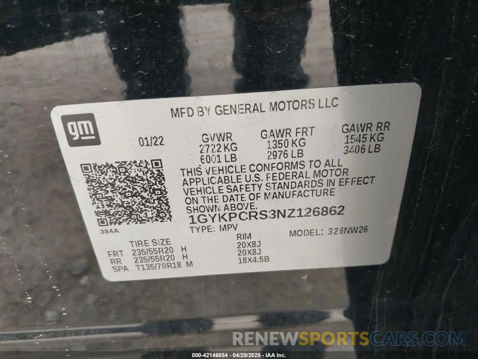 9 fotografías del automóvil dañado 1GYKPCRS3NZ126862 CADILLAC XT6 2022