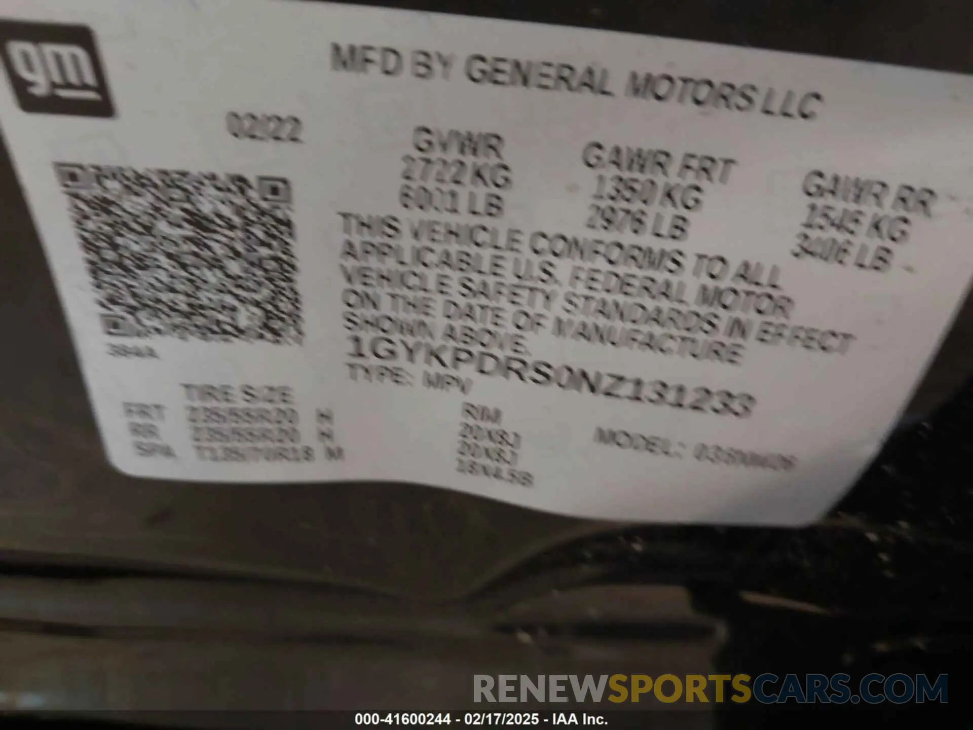 9 fotografías del automóvil dañado 1GYKPDRS0NZ131233 CADILLAC XT6 2022