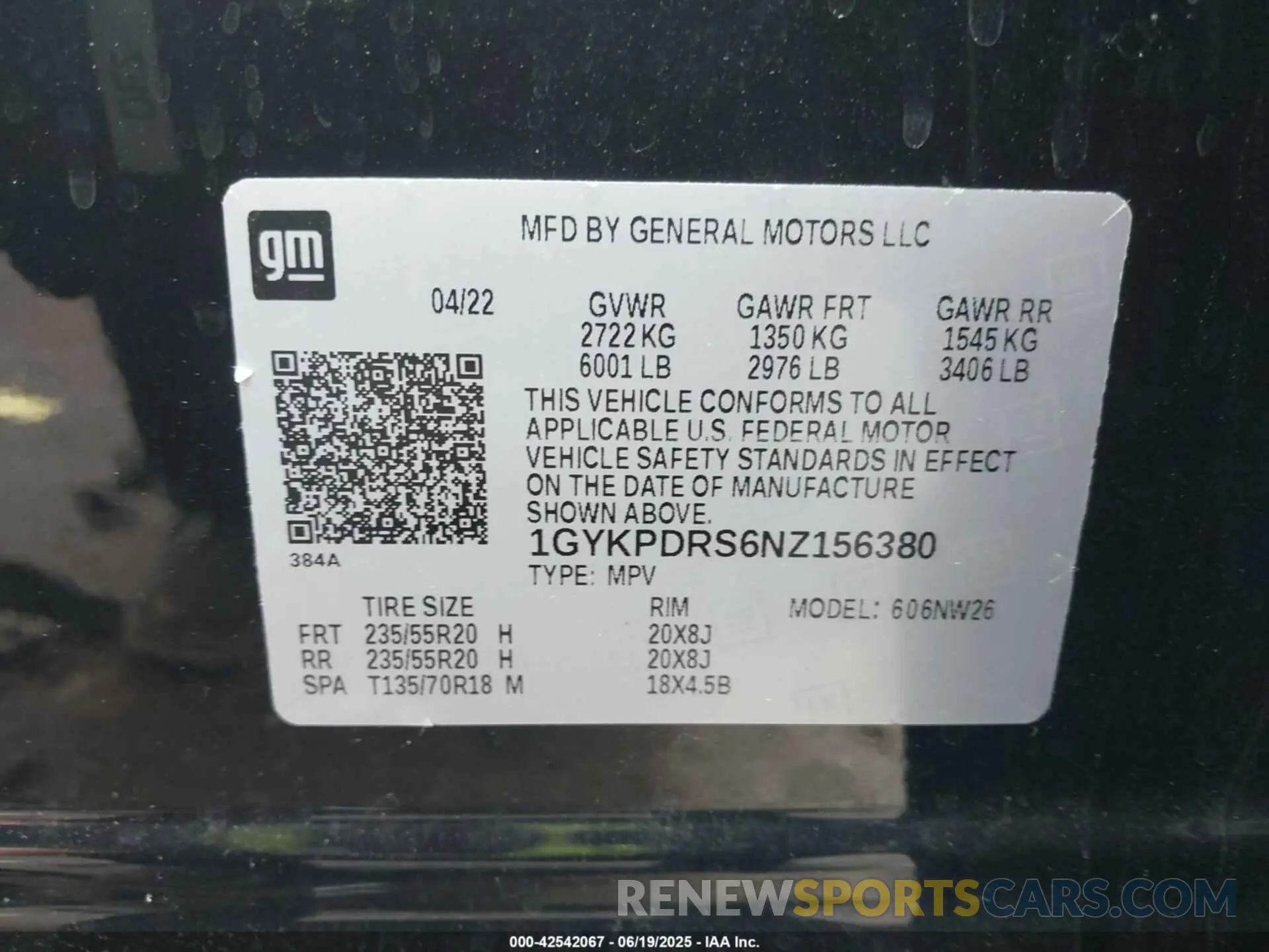 9 fotografías del automóvil dañado 1GYKPDRS6NZ156380 CADILLAC XT6 2022