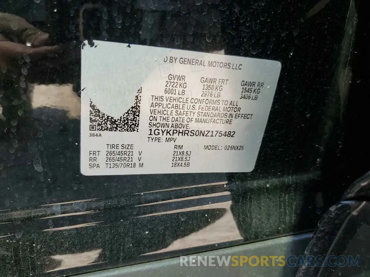 14 fotografías del automóvil dañado 1GYKPHRS0NZ175482 CADILLAC XT6 2022