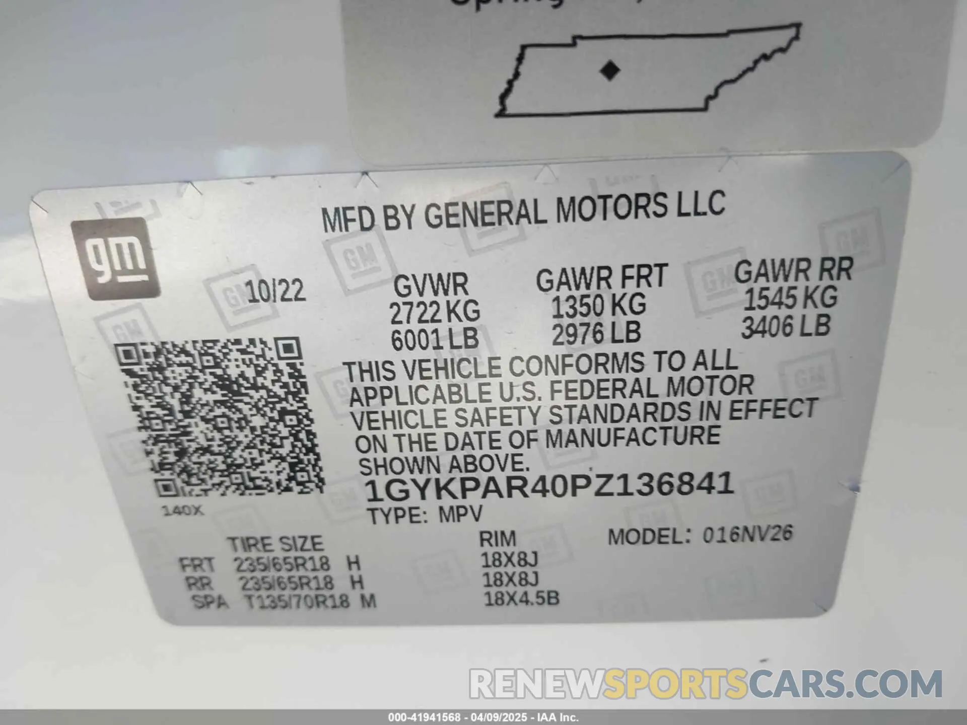 9 fotografías del automóvil dañado 1GYKPAR40PZ136841 CADILLAC XT6 2023