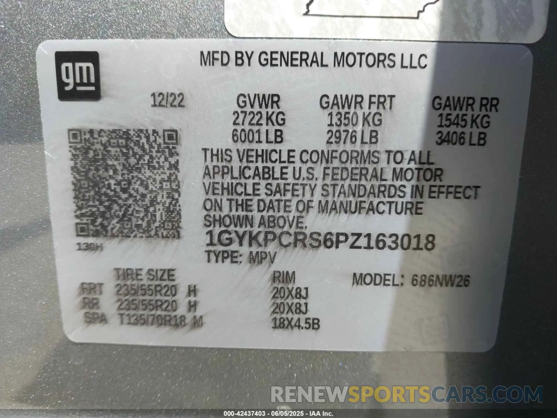 9 fotografías del automóvil dañado 1GYKPCRS6PZ163018 CADILLAC XT6 2023