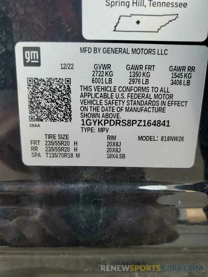 14 fotografías del automóvil dañado 1GYKPDRS8PZ164841 CADILLAC XT6 2023