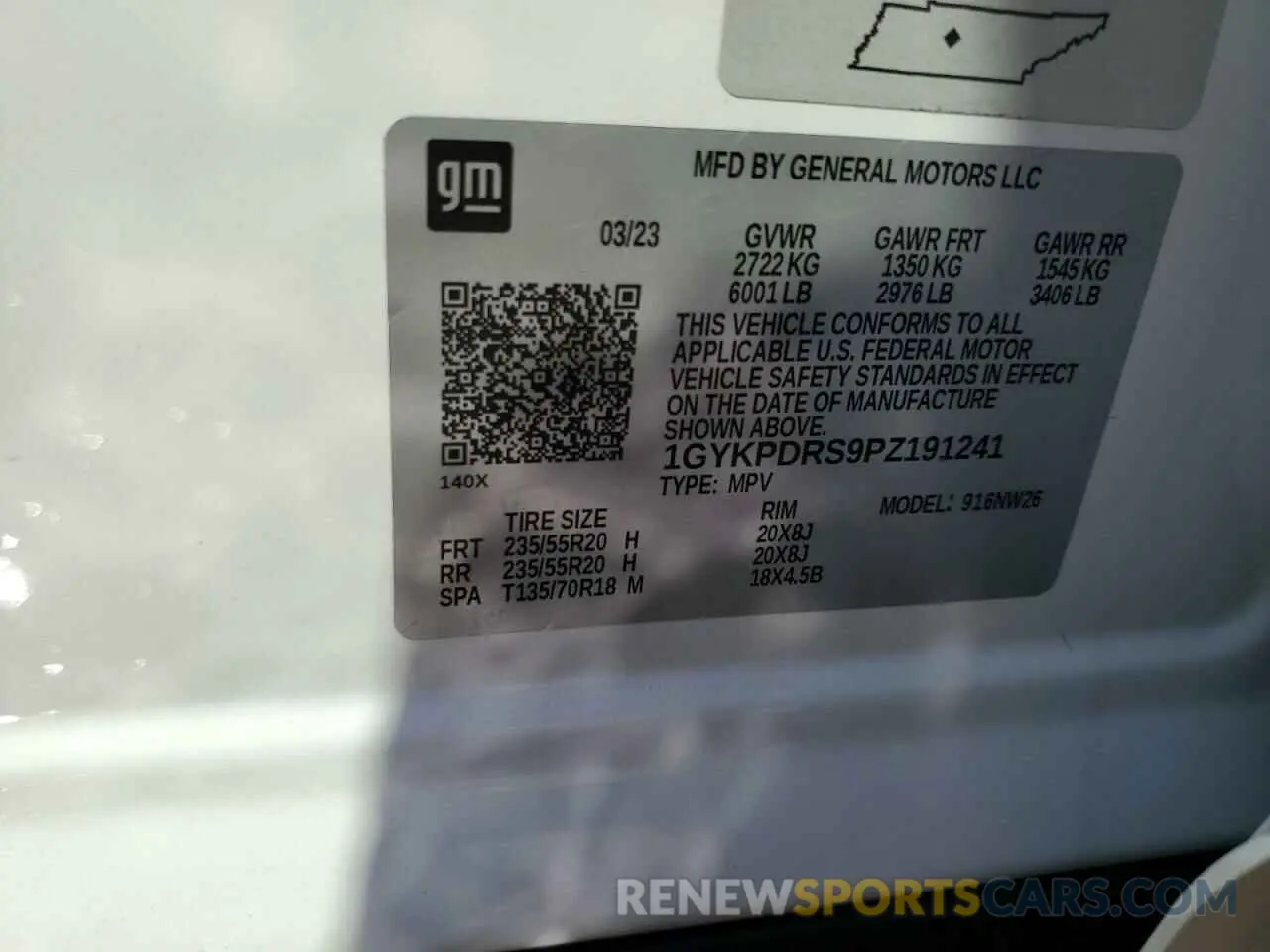 15 fotografías del automóvil dañado 1GYKPDRS9PZ191241 CADILLAC XT6 2023