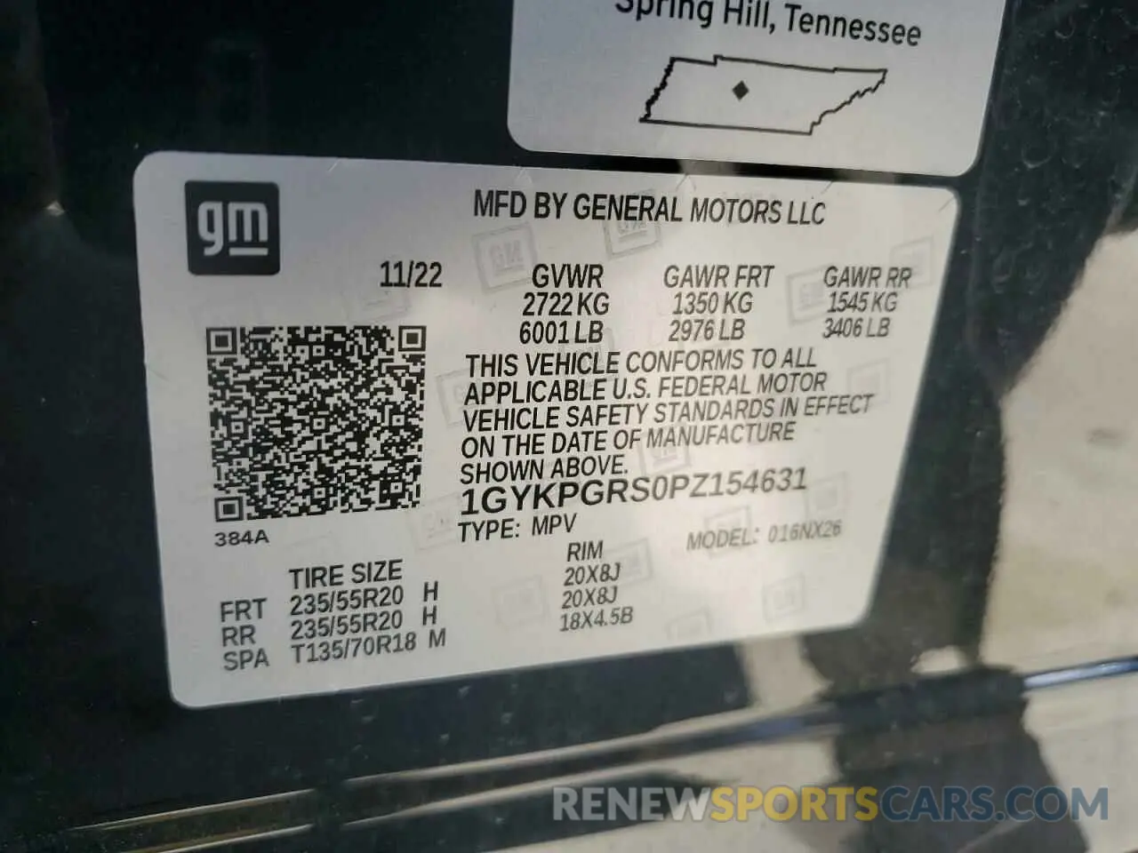 16 fotografías del automóvil dañado 1GYKPGRS0PZ154631 CADILLAC XT6 2023