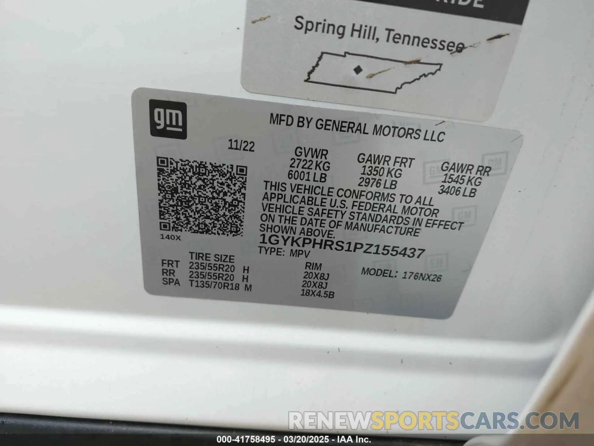 9 fotografías del automóvil dañado 1GYKPHRS1PZ155437 CADILLAC XT6 2023