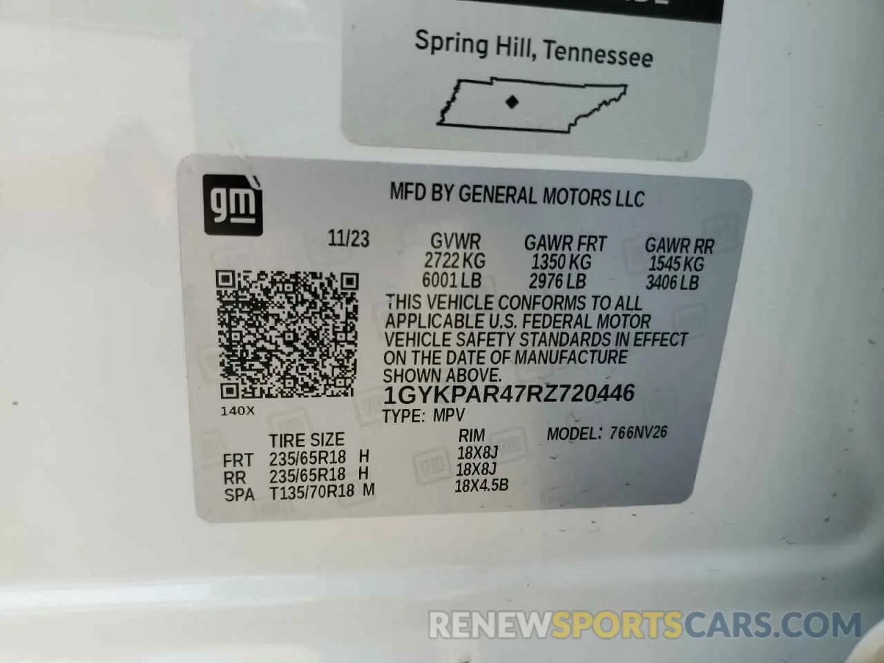 13 fotografías del automóvil dañado 1GYKPAR47RZ720446 CADILLAC XT6 2024