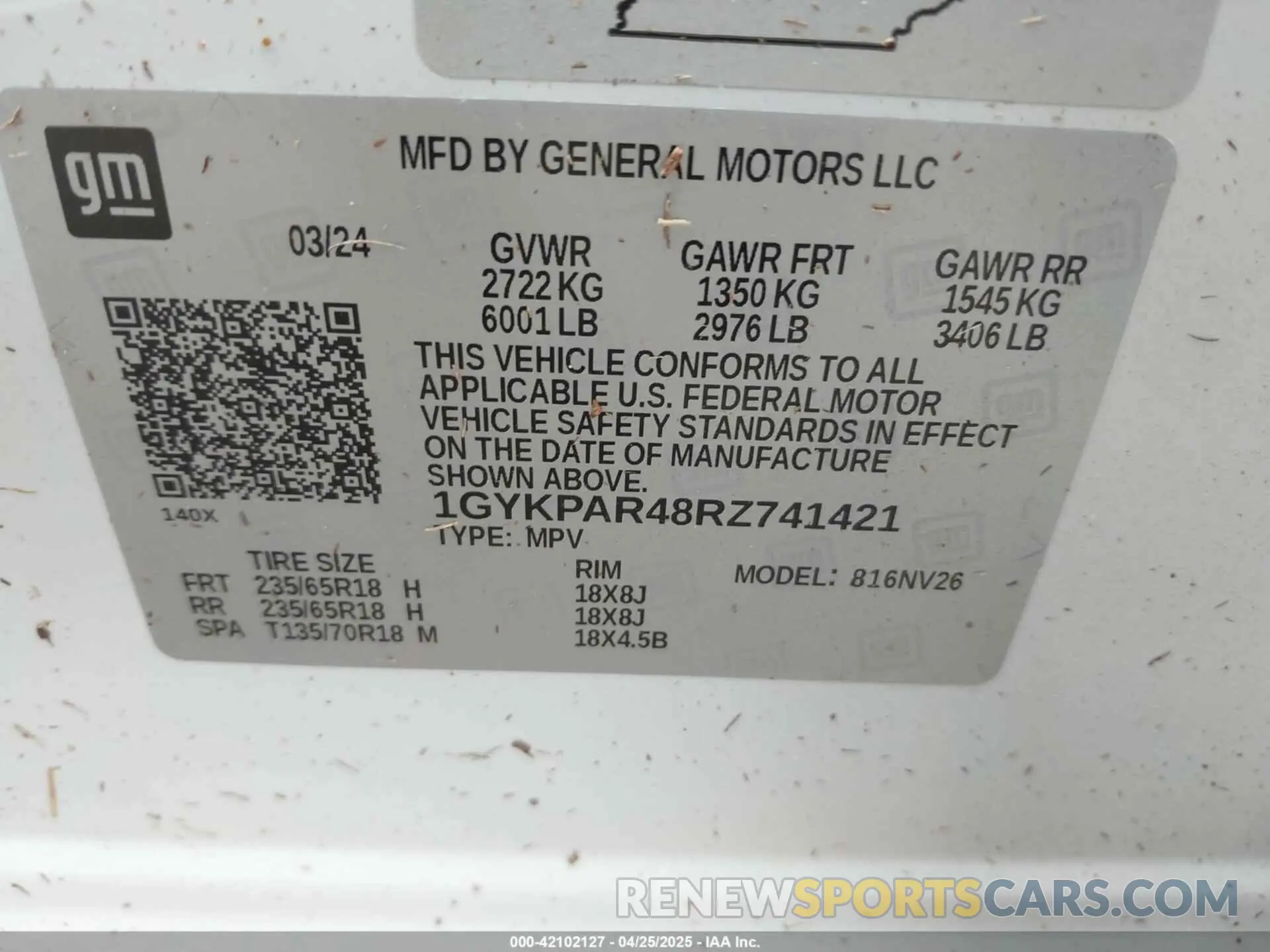 9 fotografías del automóvil dañado 1GYKPAR48RZ741421 CADILLAC XT6 2024