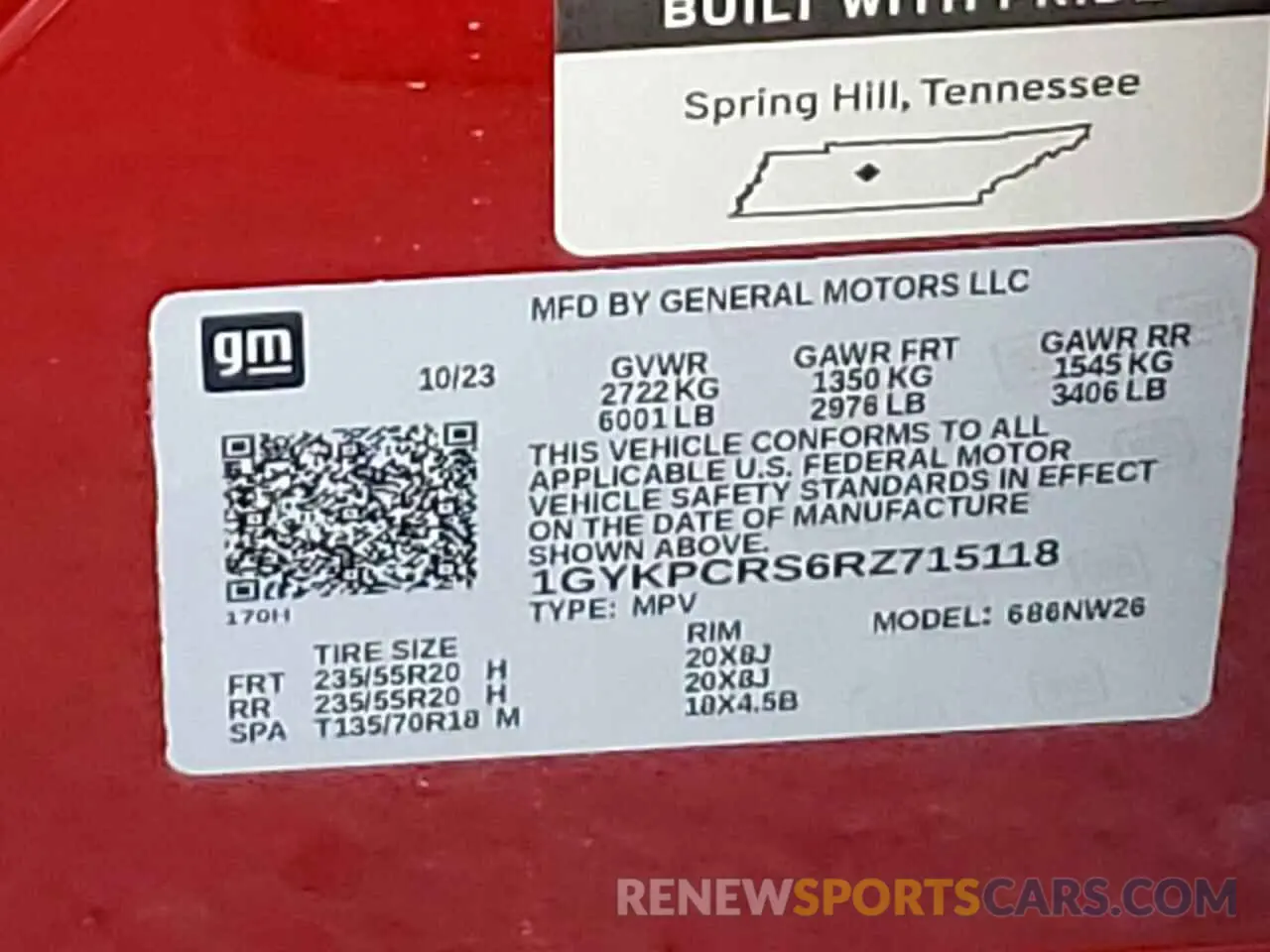 14 fotografías del automóvil dañado 1GYKPCRS6RZ715118 CADILLAC XT6 2024